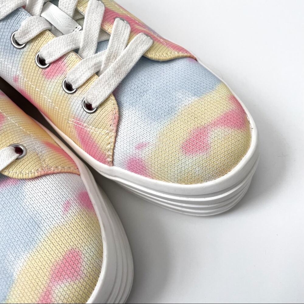 Gianni Binni Platform Lace Up Sneakers Tie Dye Multi Color 8M - Picture 3 of 16